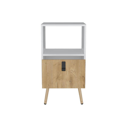 Mesa De Noche  Revali Blanco Y  Macadamia Alto