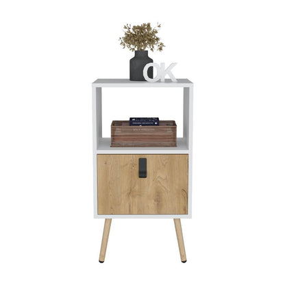 Mesa De Noche  Revali Blanco Y  Macadamia Alto