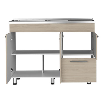 Gabinete Inferior Poret Nacar Y Blanco 120 Cm
