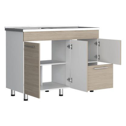 Gabinete Inferior Poret Nacar Y Blanco 120 Cm