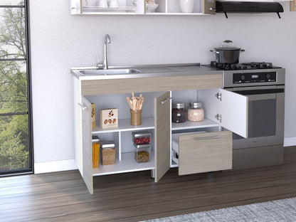 Gabinete Inferior Poret Nacar Y Blanco 120 Cm