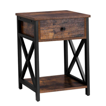 Mesa De Noche Solari Marrón Rústico  Wengue