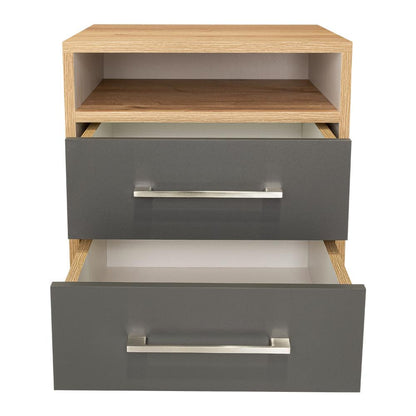 Mesa De Noche Alverna 2 Cajones  Duna Plomo
