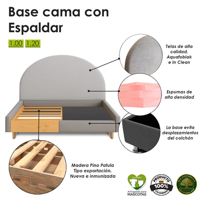 Base Cama con Espaldar Sencillo Infantil Mia  taupe