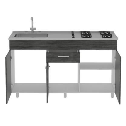 Gabinete Inferior Avorin Gris Y Blanco 150 Cm