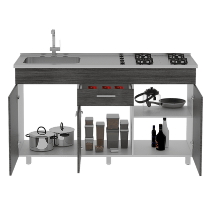 Gabinete Inferior Avorin Gris Y Blanco 150 Cm