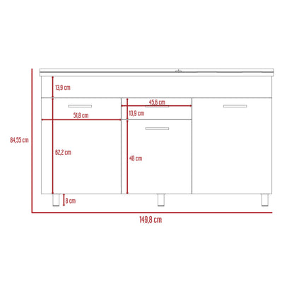 Gabinete Inferior Avorin Gris Y Blanco 150 Cm