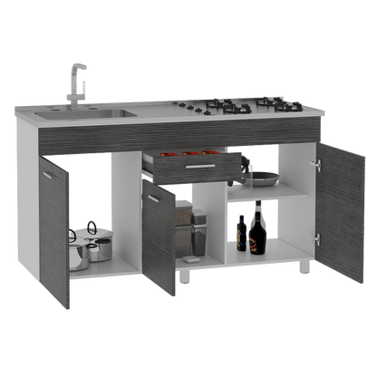 Gabinete Inferior Avorin Gris Y Blanco 150 Cm
