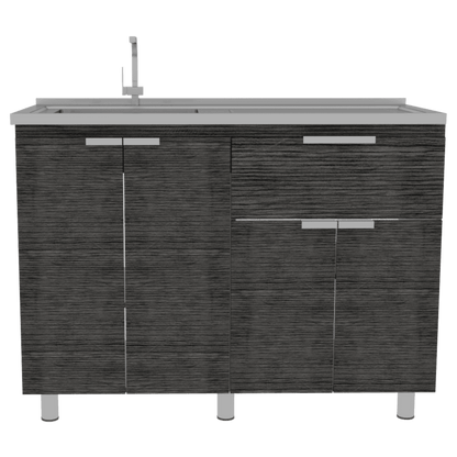 Mueble Inferior Cocina Nimora Homecollection Blanco Y Roble Gris 120 Cm