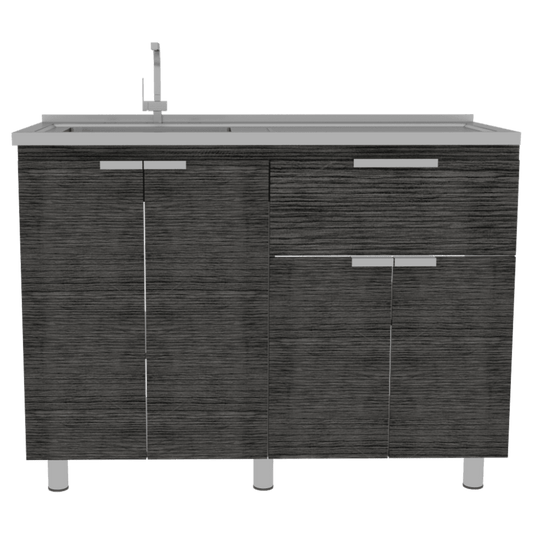 Mueble Inferior Cocina Nimora Homecollection Blanco Y Roble Gris 120 Cm