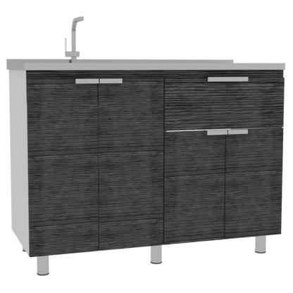 Mueble Inferior Cocina Nimora Homecollection Blanco Y Roble Gris 120 Cm