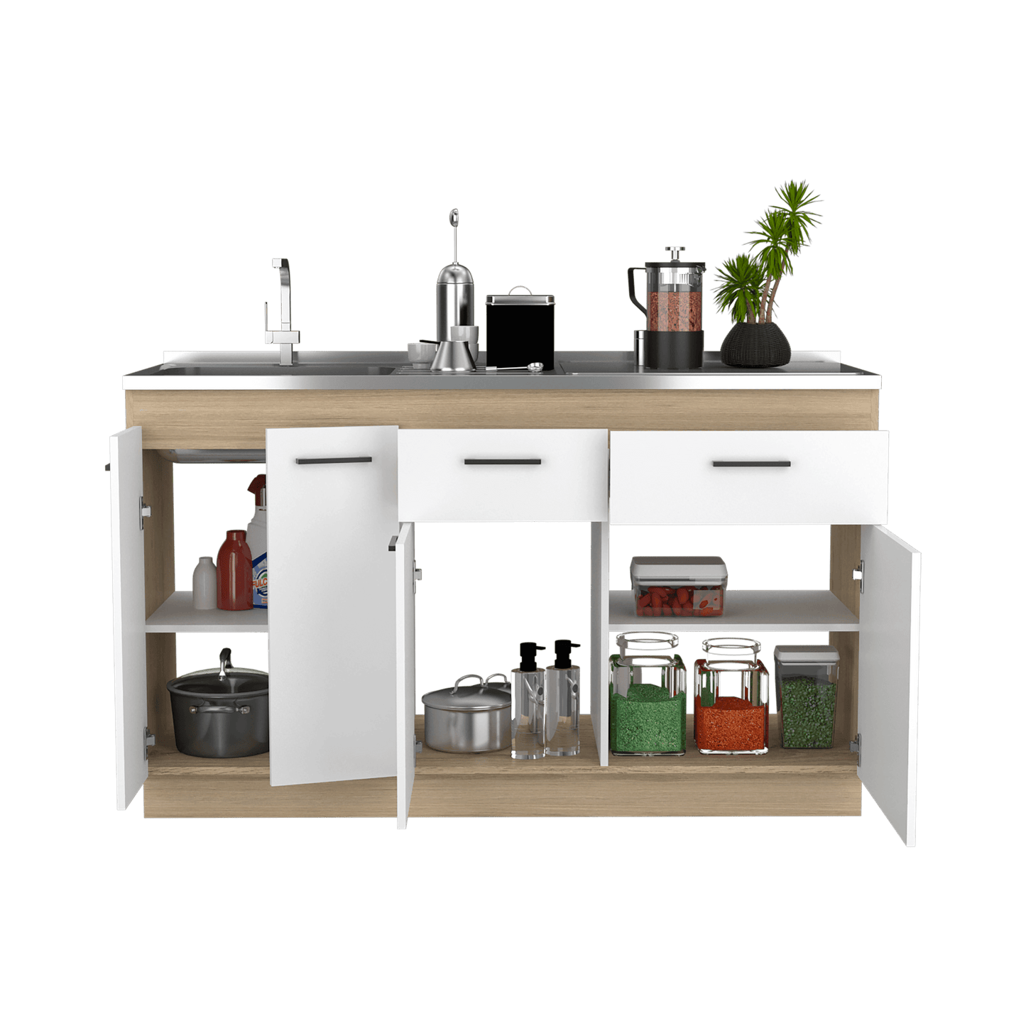 Gabinete Inferior Gelapa Blanco Y Rovere  150 Cm