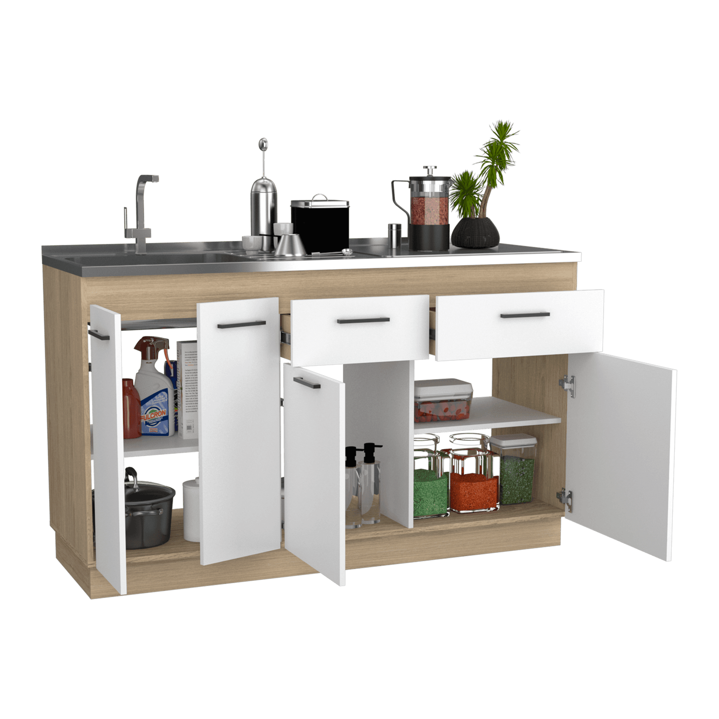 Gabinete Inferior Gelapa Blanco Y Rovere  150 Cm