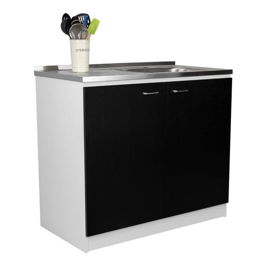Gabinete Inferior Shelf Wengue Y Blanco 100 Cm