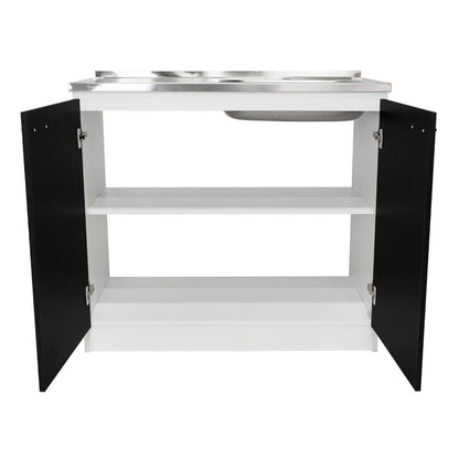 Gabinete Inferior Shelf Wengue Y Blanco 100 Cm