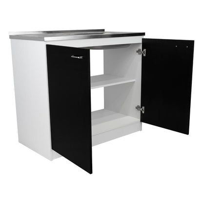Gabinete Inferior Shelf Wengue Y Blanco 100 Cm