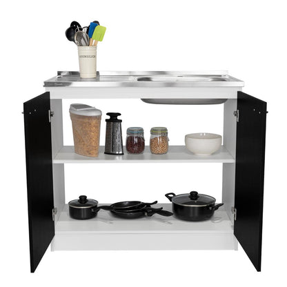 Gabinete Inferior Shelf Wengue Y Blanco 100 Cm