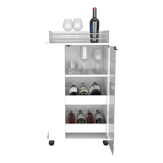 Bar Nyvora, Blanco Duqueza, Con Amplios Espacios Para Ubicar Copas Y Botellas