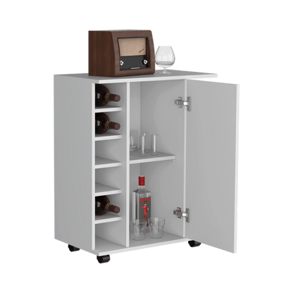 Bar Lunari Argus, Blanco Duqueza, Con Espacio Para Ubicar Copas Y Rodachines