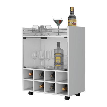 Bar Kymora, Blanco, Con Espacio Para Organizar Licores U Objetos Decorativos