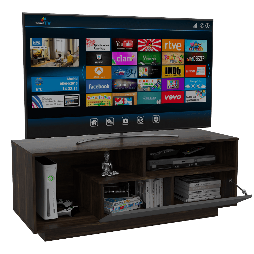 Mesa Para Tv Llevle Taupe Y Plomo Para Televisor De 55 Pulgadas