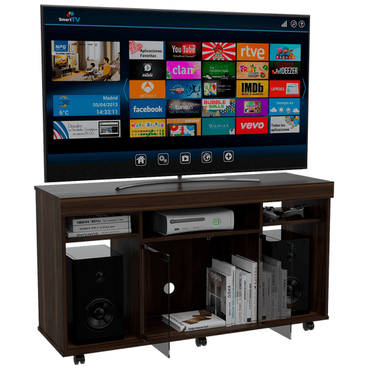 Mesa Para Tv Bearke Coñac Y Wengue Para Televisor De 50 Pulgadas