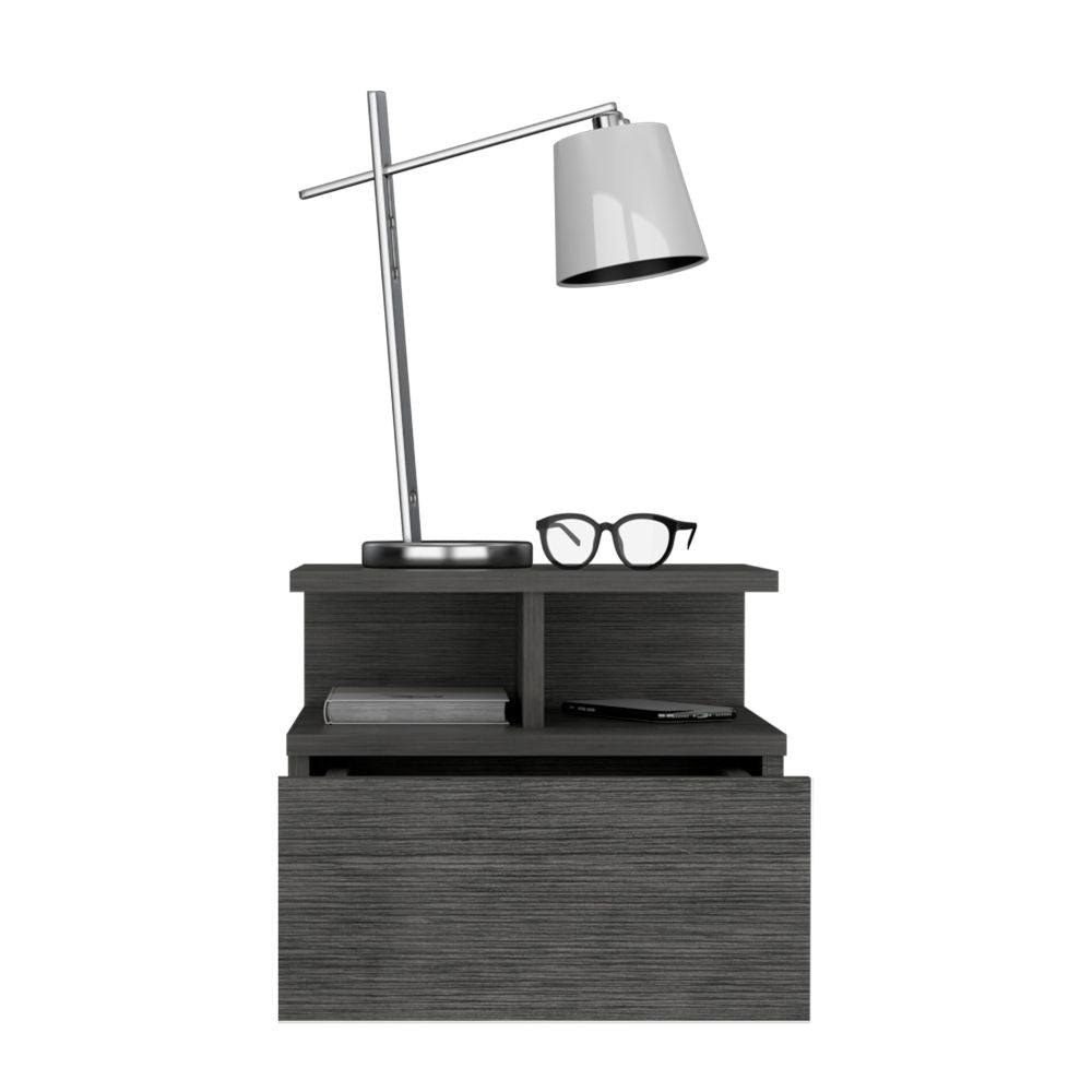 Mesa De Noche Flotante Velador  Gris