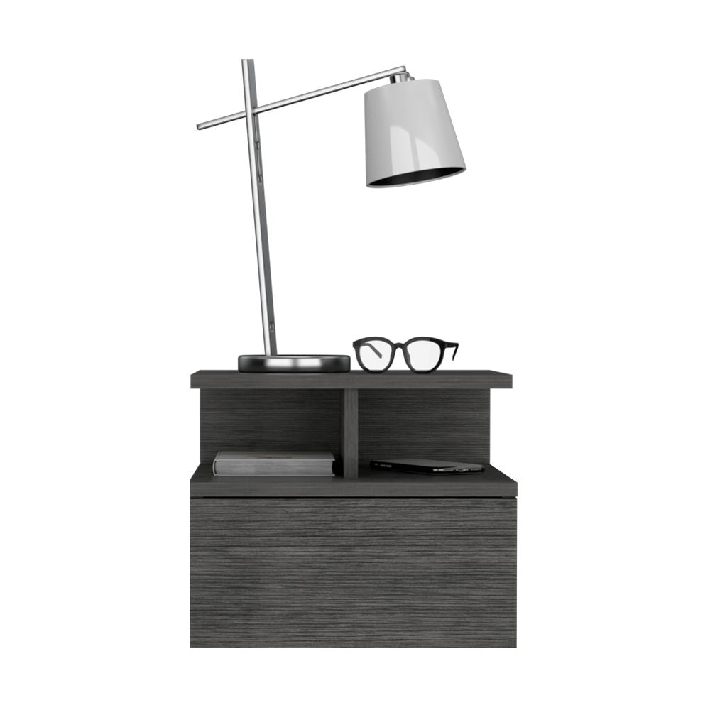 Mesa De Noche Flotante Velador  Gris