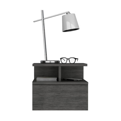 Mesa De Noche Flotante Velador  Gris