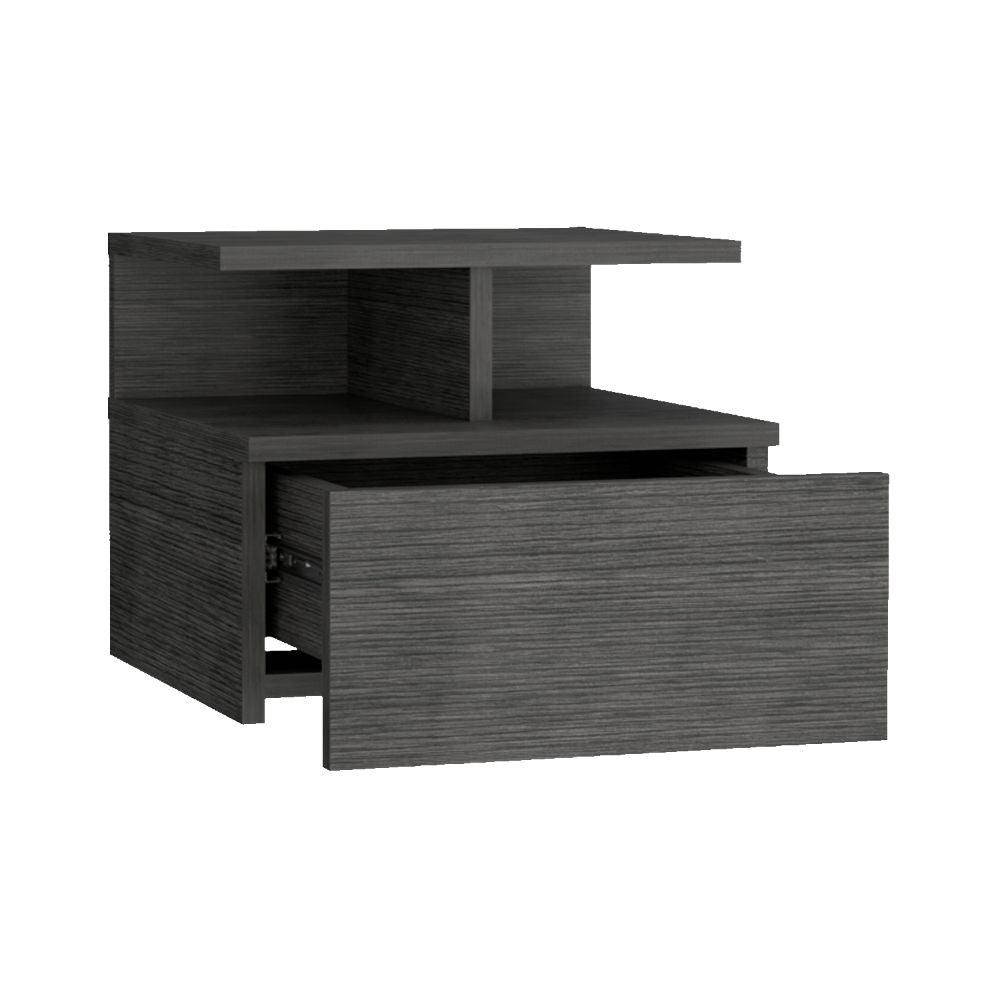 Mesa De Noche Flotante Velador  Gris