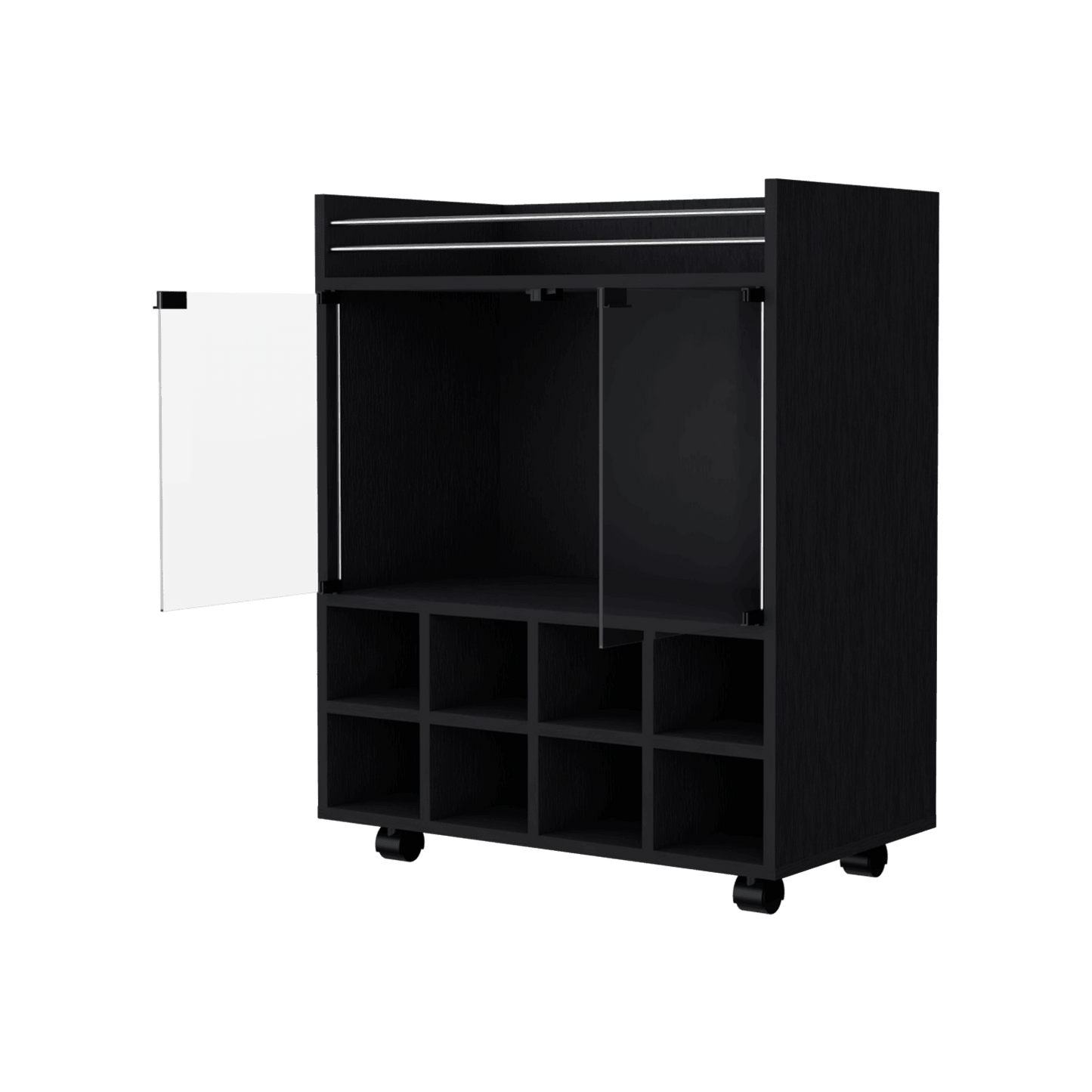 Bar Kymora, Wengue, Con Espacio Para Organizar Licores U Objetos Decorativos, Manijas Metalicas