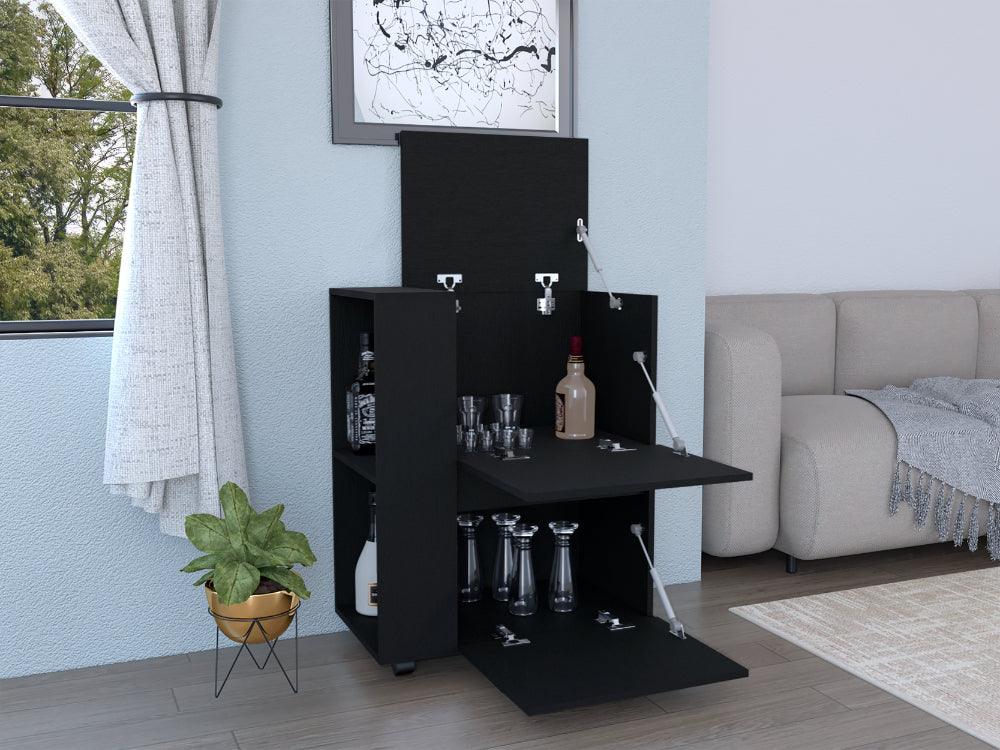 Bar Glass, Wengue, Con Tres Puertas Abatibles