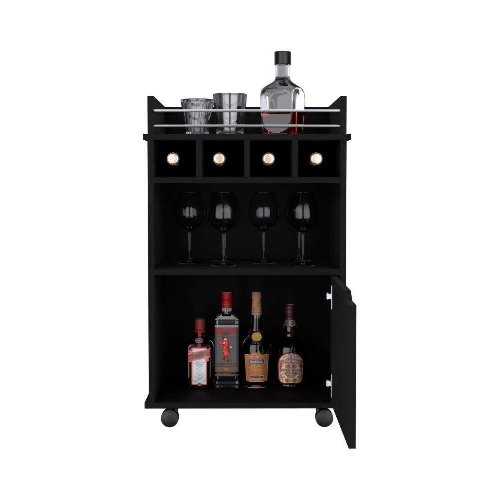 Carro Bar Vitrines, Wengue,  Con Rocachinas Para Facil Desplazamiento