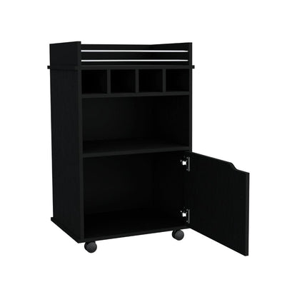 Carro Bar Vitrines, Wengue,  Con Rocachinas Para Facil Desplazamiento