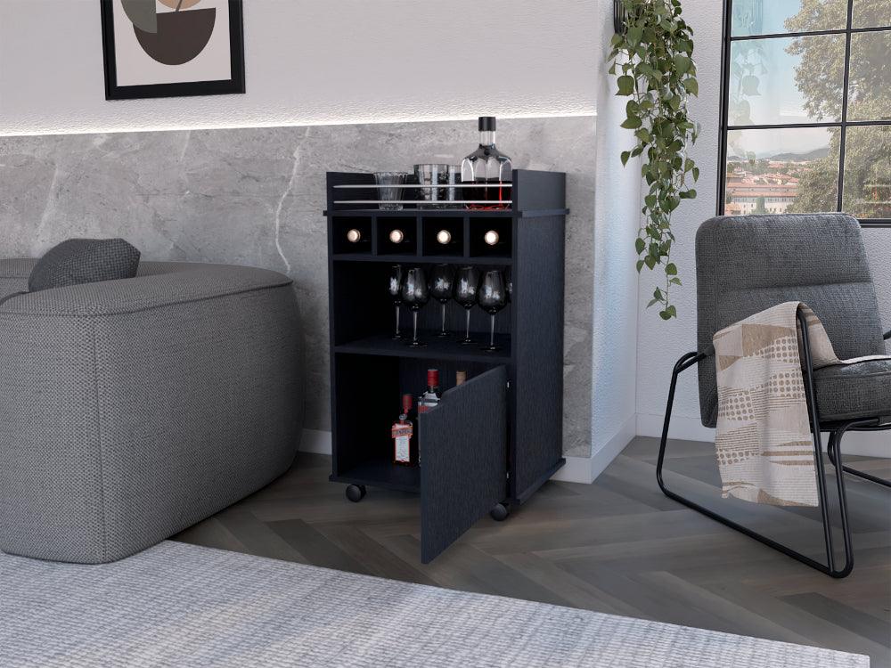 Carro Bar Vitrines, Wengue,  Con Rocachinas Para Facil Desplazamiento