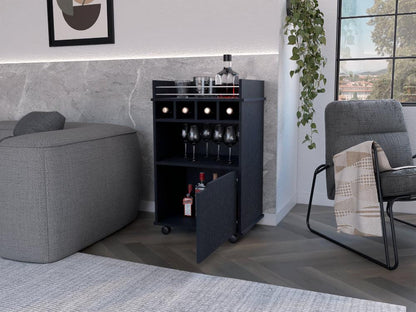 Carro Bar Vitrines, Wengue,  Con Rocachinas Para Facil Desplazamiento