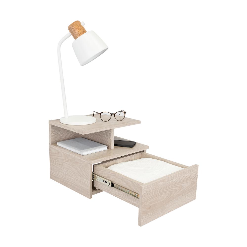 Mesa De Noche Flotante Plish Ceniza