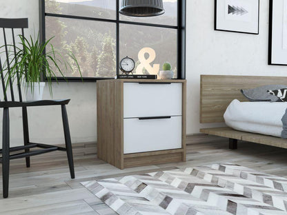 Mesa De Noche Okria Miel Y Blanco