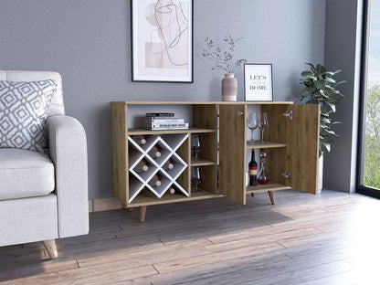 Bar Zen, Macadamia Y Blanco, Con Espacio Para Botellas Y Porta Copas