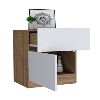 Mesa De Noche Trionyx Miel Y Blanco