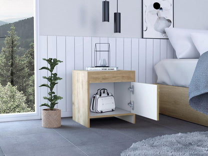 Mesa De Noche Eviré  Macamadia + Blanco