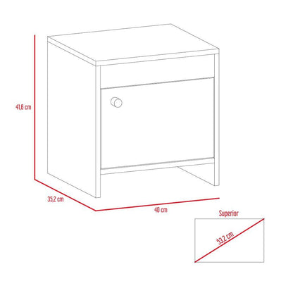 Mesa De Noche Eviré  Macamadia + Blanco