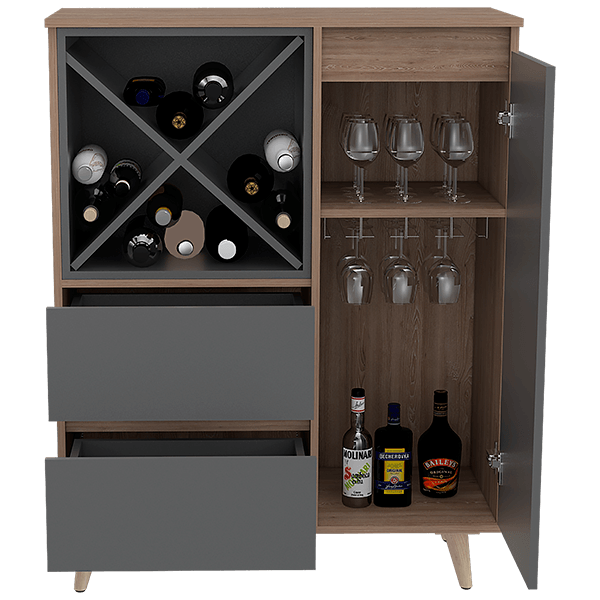 Mueble Bar Jureli  Miel Y Plomo