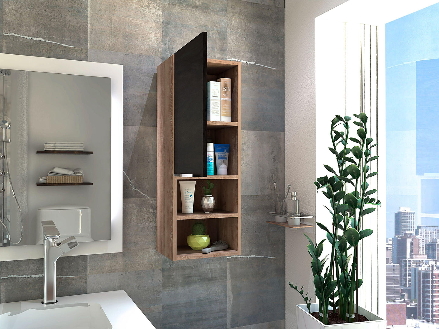 Gabinete De Baño Elaren Miel Y Plomo
