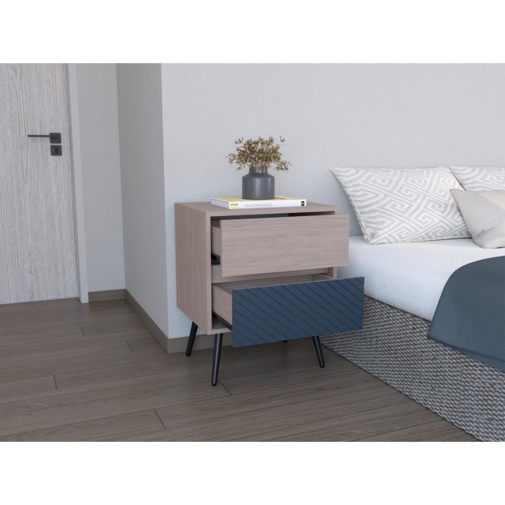 Nochero Pyley 2 Cajon Nacar Y Azul Navy