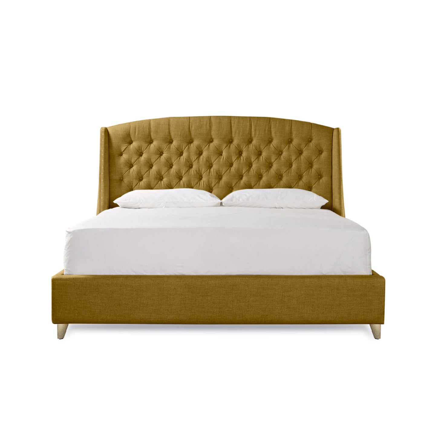 Base Cama Con Espaldar Sencillo Italia Mostaza