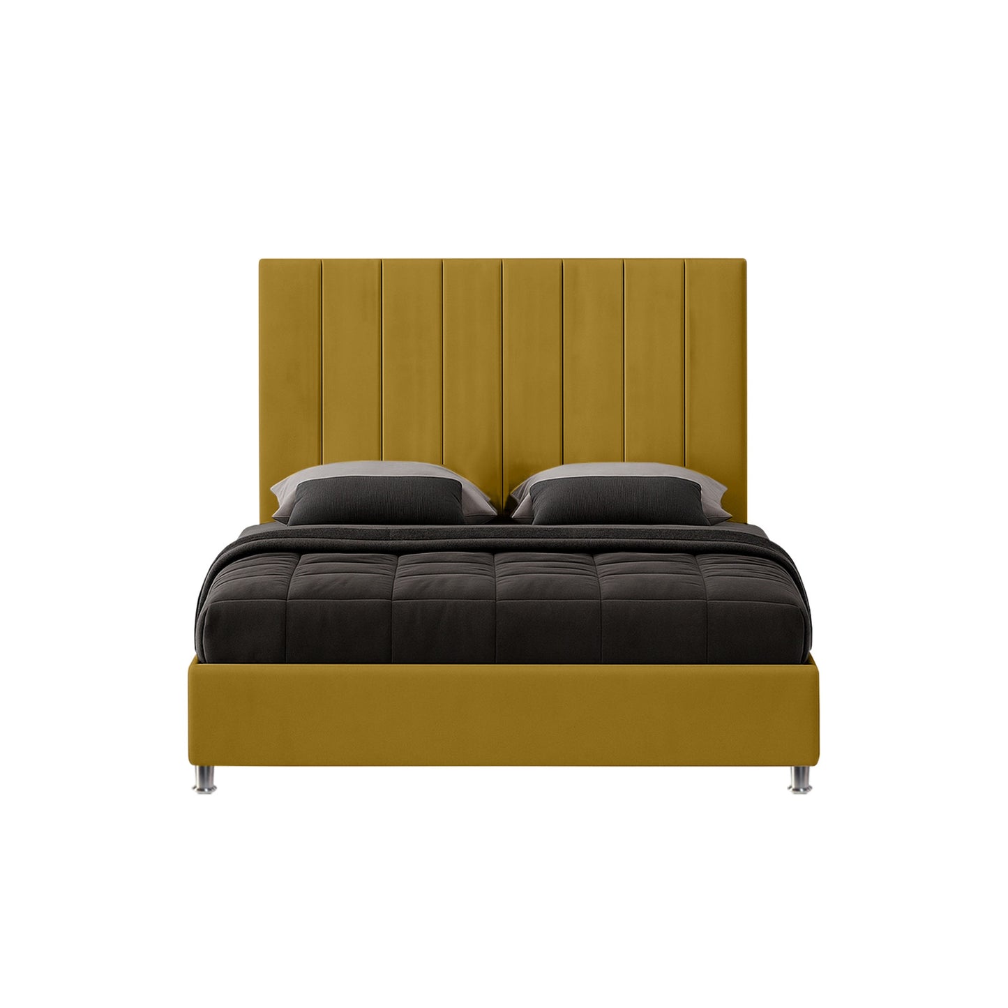 Base Cama Con Espaldar Sencillo Natura Mostaza