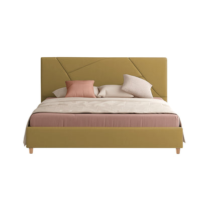 Base Cama Con Espaldar Queen Hampton Mostaza