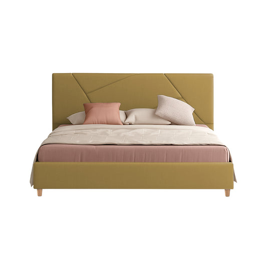 Base Cama Con Espaldar Queen Hampton Mostaza