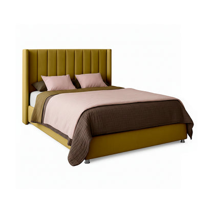 Base Cama Con Espaldar Doble Julieta Mostaza